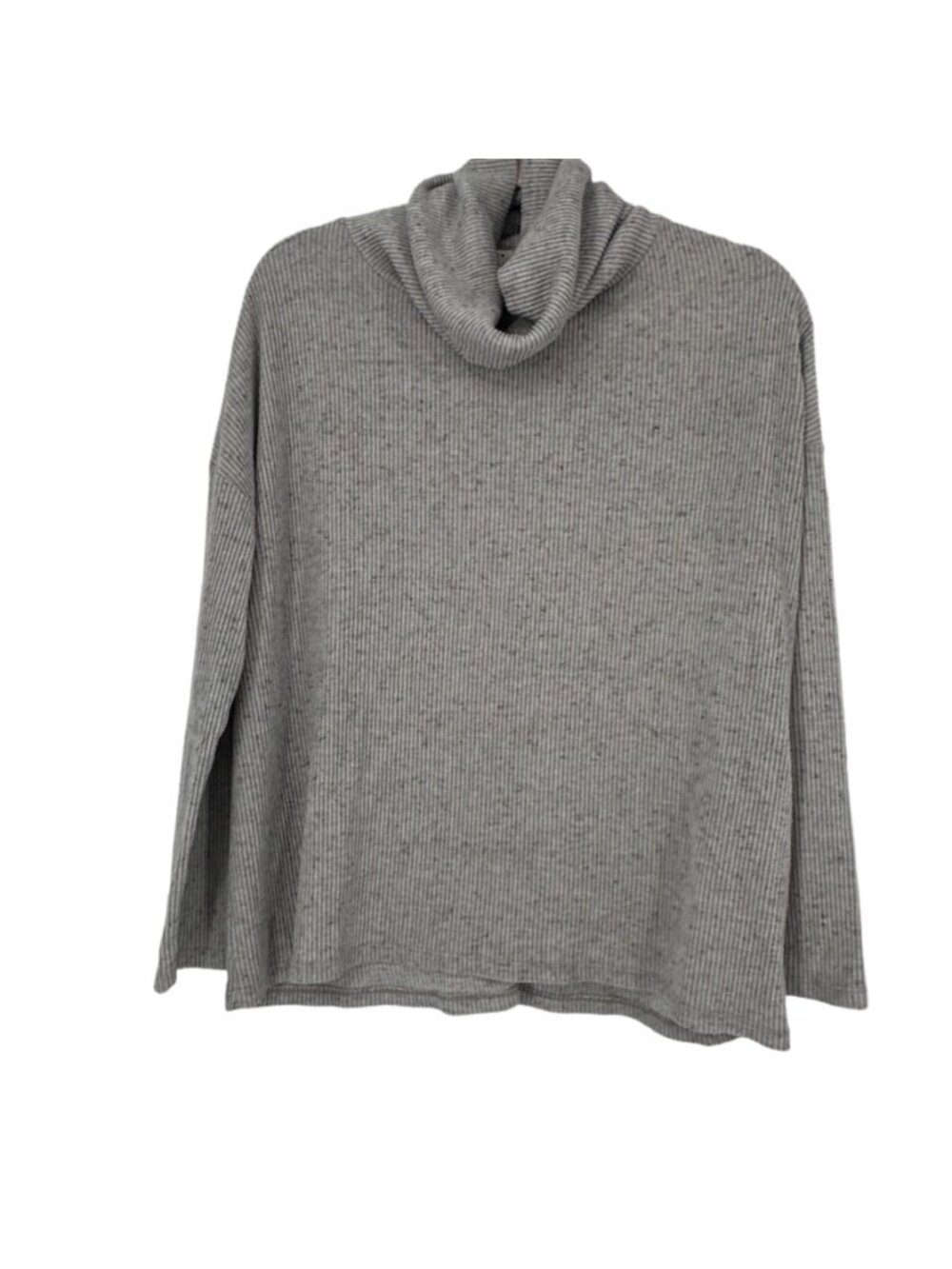 Dylan Sweater Women's S Grey Fuzzy Flecked Fleece Cowl Neck Ribbed Loungewear